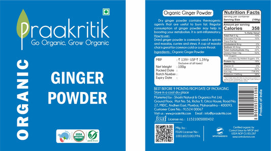 Praakritik Organic Ginger Powder - Swadesiicart