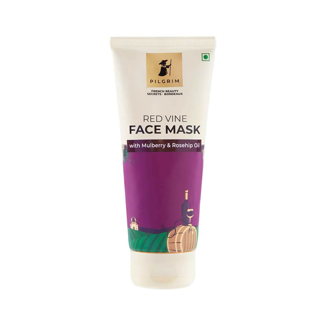Pilgrim Anti Ageing Red Vine Face Mask with Mulberry Extracts & Rosehip Oil For Glowing Skin, De-Tan, Dark Spots, Blackheads Removal - Pilgrim
