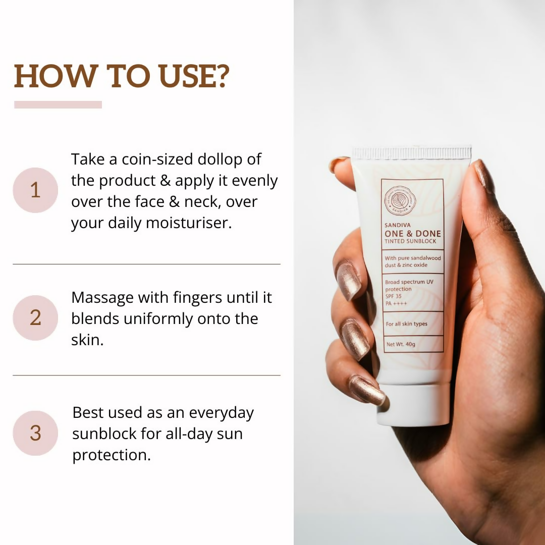 Sandiva One & Done Tinted Sunscreen With Zinc Oxide, SPF 35 PA++++, No White Cast - Tint 11 - Swadesiicart