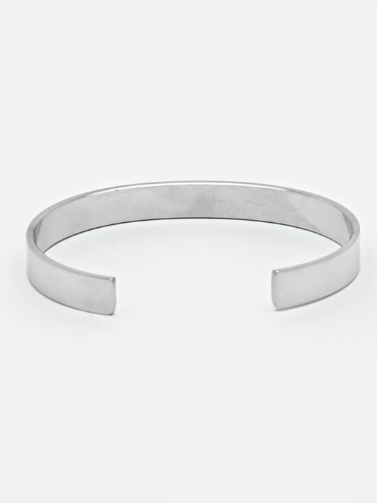 NVR Men Silver Stainless Steel Cuff Bracelet - Swadesiicart