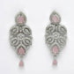 NVR Women Silver Plated & Pink Cz Stone Handcrafted Jewellery Set - Swadesiicart