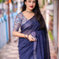 Blue Linen Sequence Saree with Unstitched Blouse - Hiral Fashion | Swadesiicart