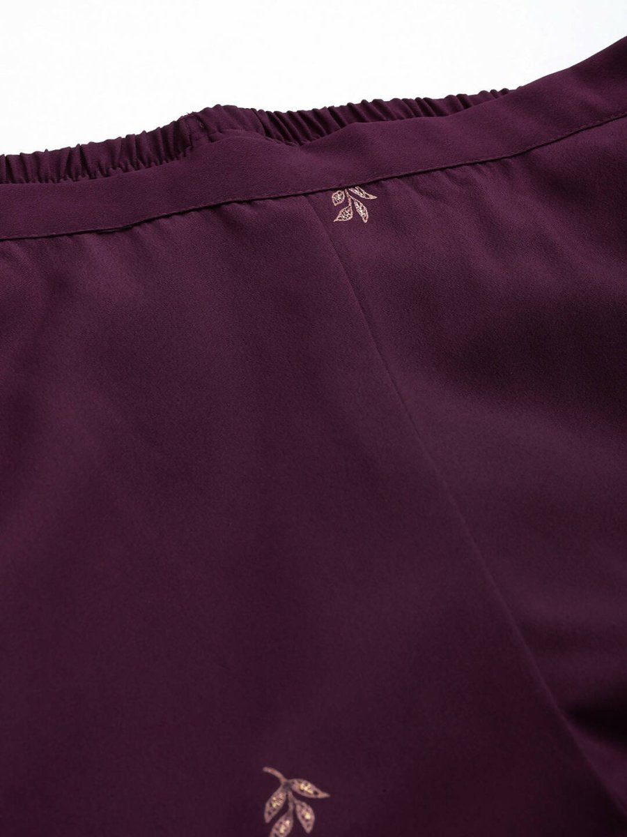 Ahalyaa Women's Traditional Wear Co-ords - Burgundy - Swadesiicart