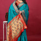 Jyoti Fashion Women's Sky Blue Paithani Silk Zari Woven Saree with Blouse | Swadesiicart