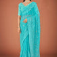 Vamsee Sky Blue Georgette Designer Saree - Swadesiicart