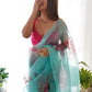 Vamsee Sky Blue Organza Saree - Swadesiicart