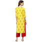 Anubhutee Women's Rayon Printed Yellow Kurta with Palazzos | Swadesiicart