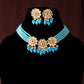 Mominos Fashion Johar Kamal Women's Sky Blue Beads Pearls Gold-Polished Jewellery Set | Swadesiicart