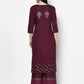 Aniyah Rayon Wine Color Block Print Straight Kurta (AN-175K) - Swadesiicart