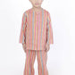 Breathables Kids Cotton Stripes Print Kurta Pyjama Night Suit - Multicolor