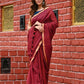 Very Much Indian Pure Cotton Handloom Saree With Intricate Borders - Red | Swadesiicart