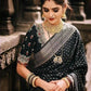 DEIANA'S Beautiful Designer Golden zari Soft Lichi Silk Saree - Black - Swadesiicart