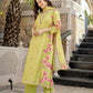 The52 Lemons Women's Beautiful Chanderi Fabric Printed Work Straight Kurta Pant and Dupatta Set - Swadesiicart