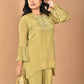 Morchari Women And Hand Embroidery Palazzo Set-Mehandi Green - Swadesiicart