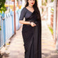 Black Poly Chiffon Woven Design Saree with Unstitched Blouse - Hiral Fashion | Swadesiicart