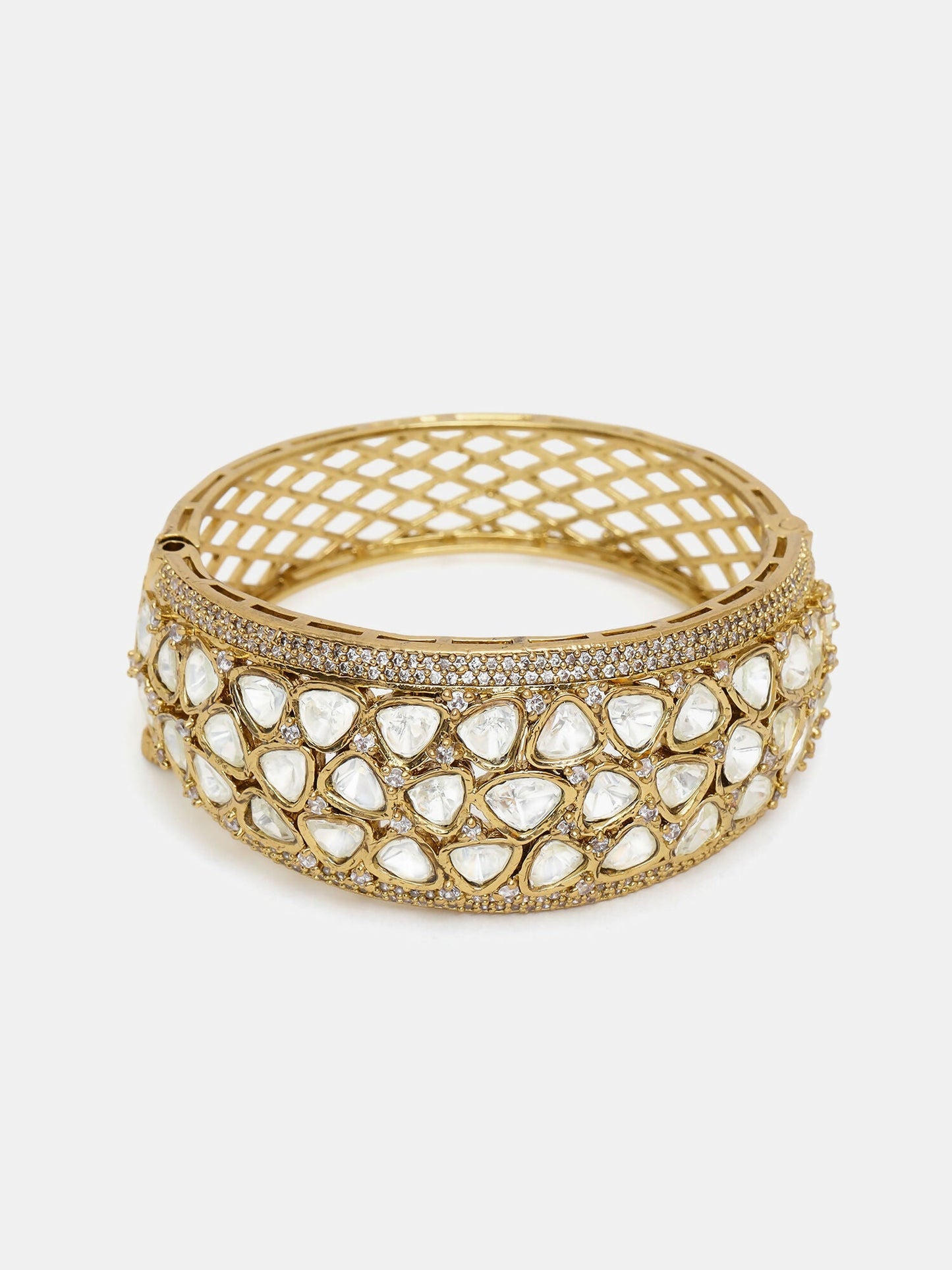 Ruby Raang 22k Gold Polished Kundan Bracelet | Swadesiicart