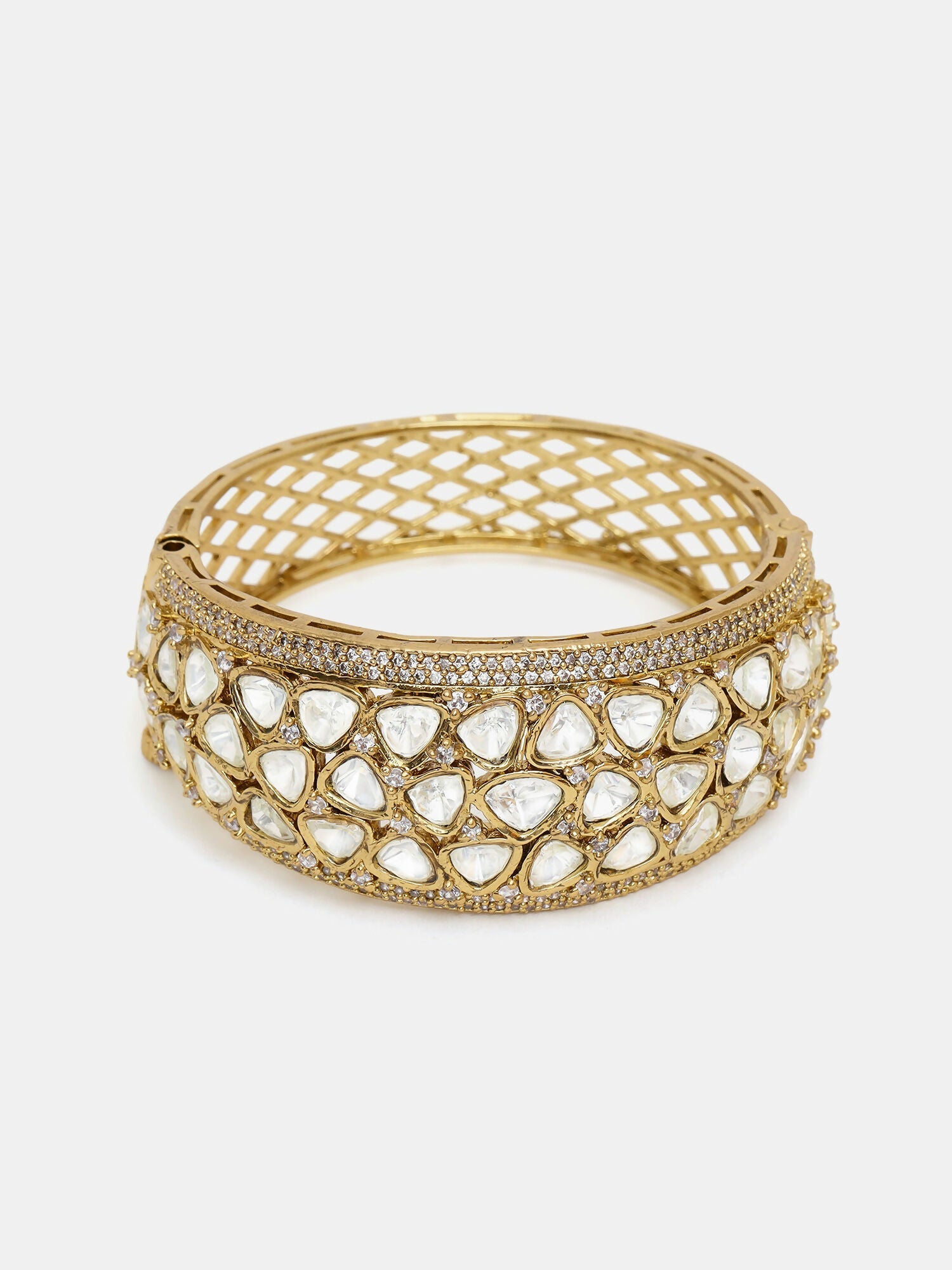 Ruby Raang 22k Gold Polished Kundan Bracelet | Swadesiicart