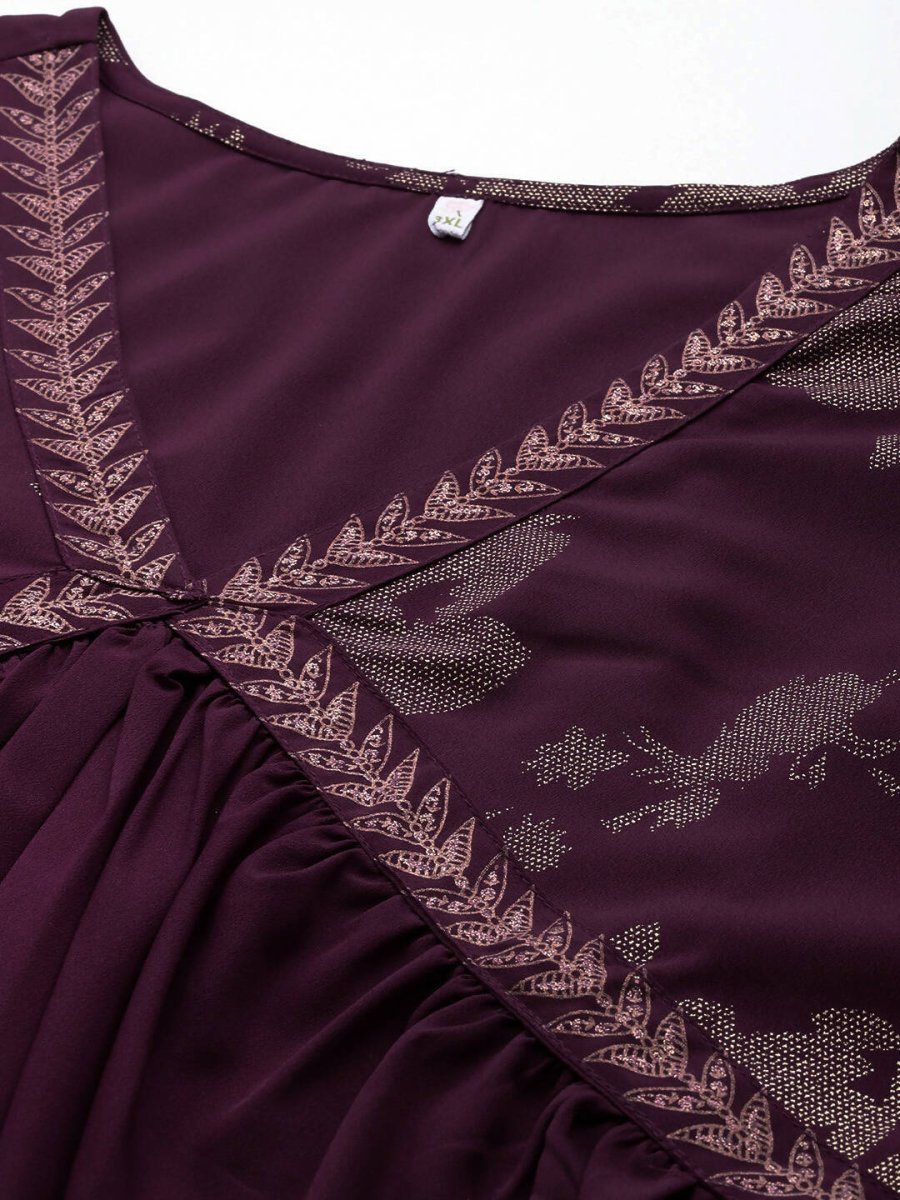 Ahalyaa Women's Traditional Wear Co-ords - Burgundy - Swadesiicart