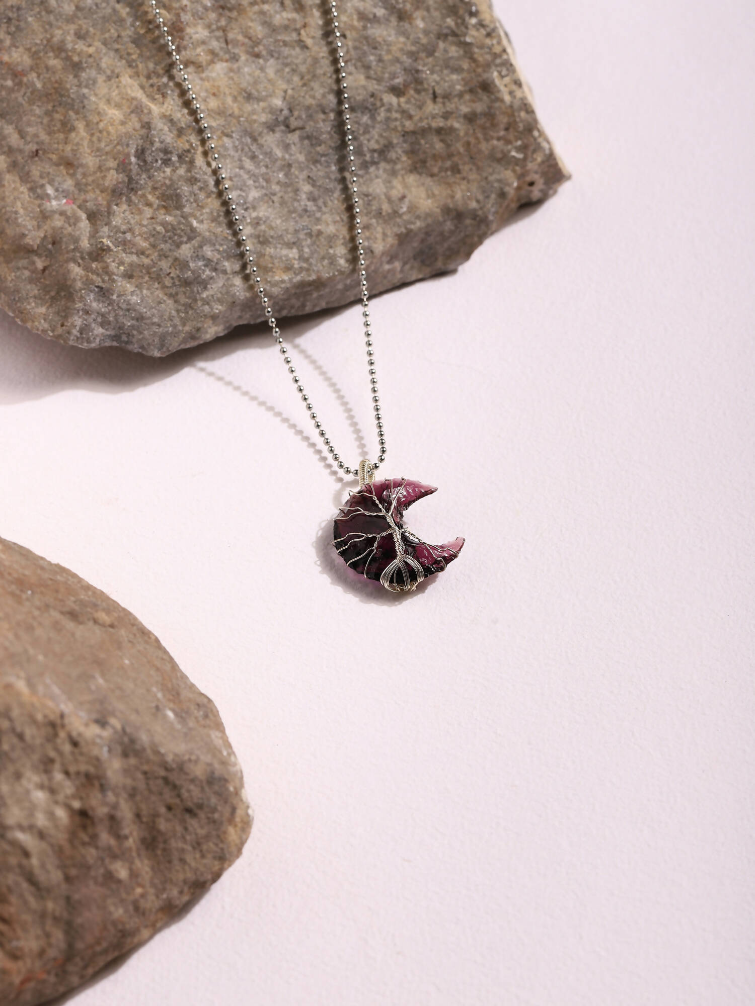 Women's Silver-Toned Purple Silver-Plated Handcrafted Chain - Ruby Raang | Swadesiicart