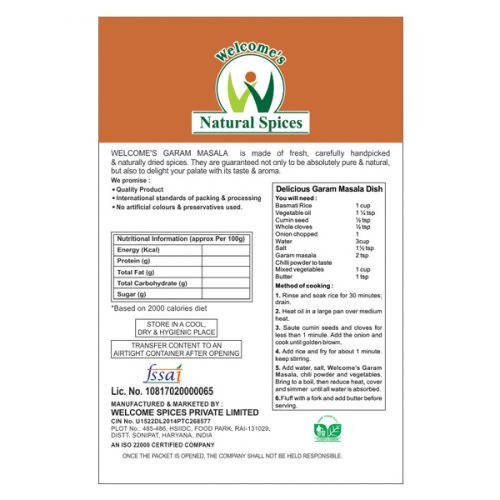 Welcome’s Natural Spices Garam Masala Powder - Swadesiicart