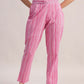 Aavyora Women's Pink Floral Print Cotton A-Line Kurta with Striped Trouser & Dupatta
