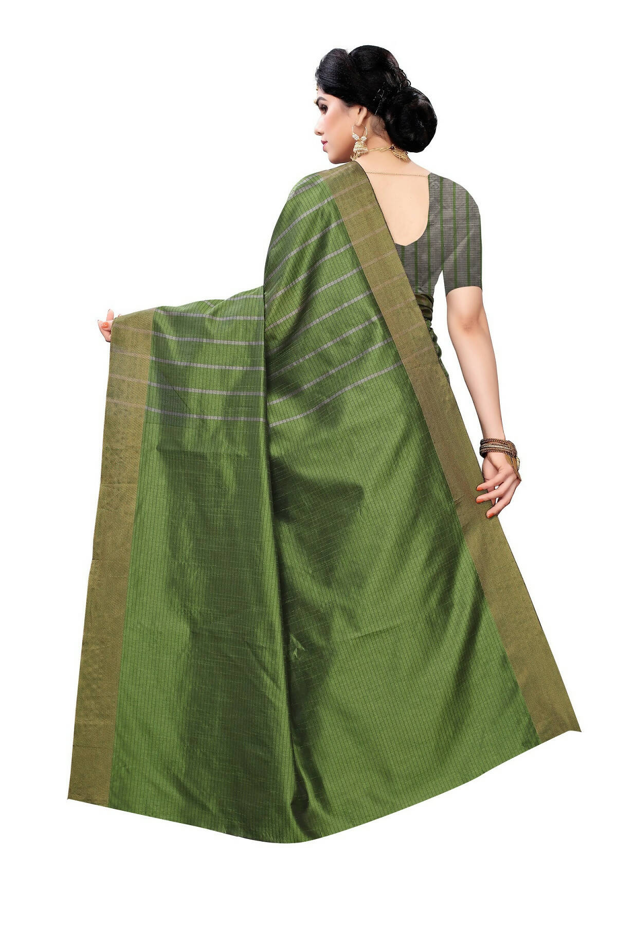 Vamika Paithani Green Cotton Silk Weaving Saree (Paithani Green) | Swadesiicart