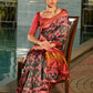 Vishnu Weaves Women's Green Banarasi Silk Patola Printed Saree with Blouse - Swadesiicart