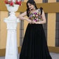 Jyoti Fashion Women's Black Sequins Thread Embroidery Faux Blooming Anarkali Dress | Swadesiicart
