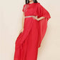 Women Republic Red Hand Embelleshed Gown With Drape | Swadesiicart