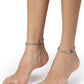 NVR Women's Evil Eye Black Silver Plated Adjustable Anklets | Swadesiicart
