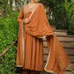 Janasya Brown Georgette Yoke Embroidery Kurta,Bottom & Dupatta | Swadesiicart