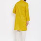Even Apparels Pure Cotton Yellow Men's Kurta With Band Collar | Swadesiicart