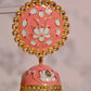 Orange Round Shape Ethnic Meenakari Jhumki Earrings By House of Ree - Swadesiicart