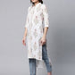 Ahalyaa Women's Off White Pure Cotton Floral Printed Kurta | Swadesiicart