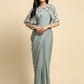 Sea Green Chiffon Solid Ready to wear Saree with stitched Blouse - Aayan | Swadesiicart