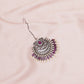 Oversized Diamond & Maroon Stone Maang Tikka- Ruby Raang | Swadesiicart