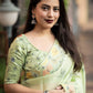Green Pure Linen Ethnic Motifs Saree with Unstitched Blouse - Hiral Fashion | Swadesiicart