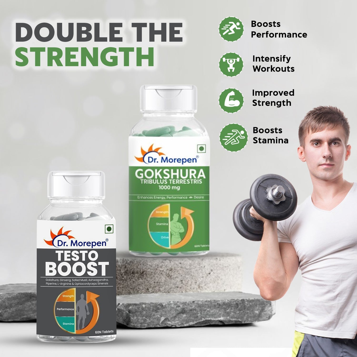 Dr Morpen Gokshura & Testo Boost -Performance Combo Pack | Swadesiicart
