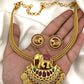 Jewel City Antique Gold Elephant Pendant Necklace Set with Ruby & Green Stones | Traditional South Indian Temple Jewelry | Swadesiicart