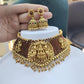 Jewel City Antique Gold Temple Lakshmi Choker Set with Ruby & Emerald Stones | Traditional Bridal Kemp Jewelry Set | Swadesiicart