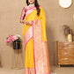 Lorenvalley Fashion Gold Soft Silk weaving Design Rich Zari Weaving Saree - Swadesiicart