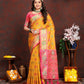 Lorenvalley Fashion Gold Patola Silk Woven Design with Zari Meenakari Weaving motifs Pallu Saree - Swadesiicart