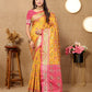 Lorenvalley Fashion Gold Patola Silk Woven Design with Zari Meenakari Weaving motifs Pallu Saree - Swadesiicart