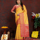 Lorenvalley Fashion Gold Organza Silk Woven Design with Rich Meenakari Weaving Pallu Saree - Swadesiicart