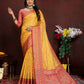 Lorenvalley Fashion Gold Organza Silk Woven Design with Rich Meenakari Weaving Pallu Saree - Swadesiicart