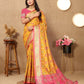 Lorenvalley Fashion Gold Patola Silk Woven Design with Zari Meenakari Weaving motifs Pallu Saree - Swadesiicart