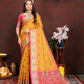 Lorenvalley Fashion Gold Patola Silk Woven Design with Zari Meenakari Weaving motifs Pallu Saree - Swadesiicart