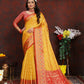 Lorenvalley Fashion Gold Organza Silk Woven Design with Rich Meenakari Weaving Pallu Saree - Swadesiicart