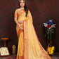 Lorenvalley Fashion Gold Soft Katan Silk Woven Design Zari Weaving Pallu Saree - Swadesiicart