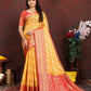 Lorenvalley Fashion Gold Organza Silk Woven Design with Rich Meenakari Weaving Pallu Saree - Swadesiicart